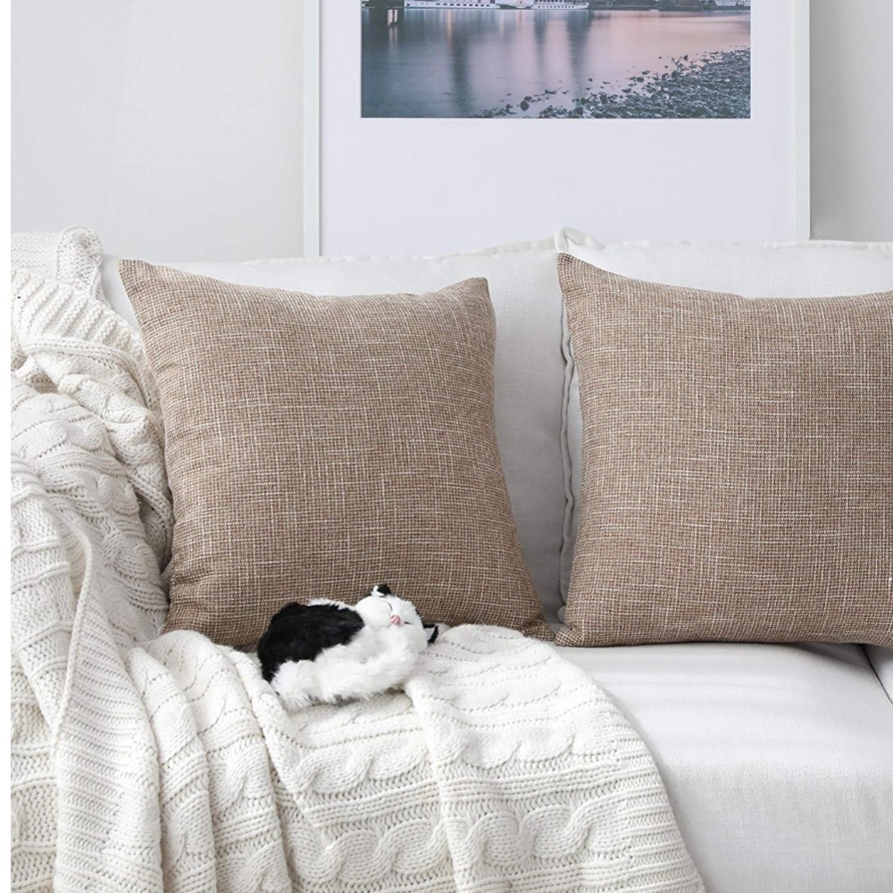 Set of 2 Natural Linen Cushion Covers